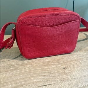 Red Leather Cuyana Crossbody Bag/Purse